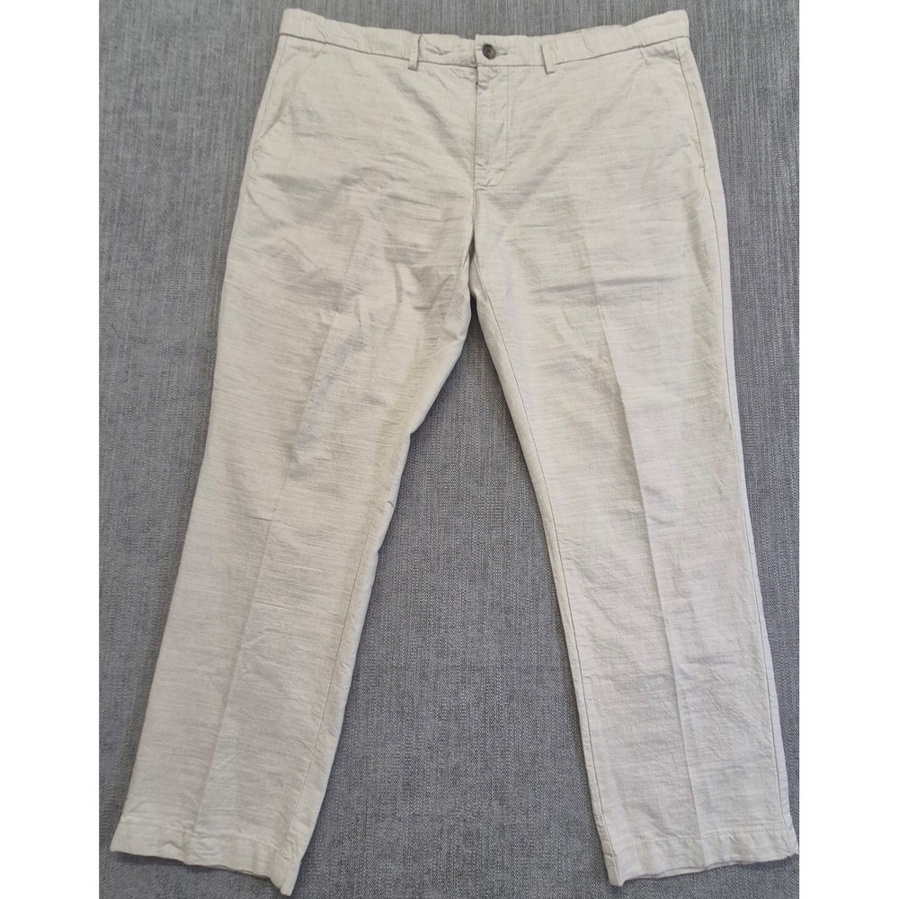 St Johns Bay men's light khaki chino pants 42x30 100% Cotton lightweight